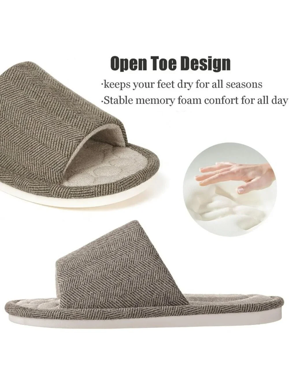 Men's Brown Slippers Breathable Slip-on Indoor Slippers Washable Home Shoes